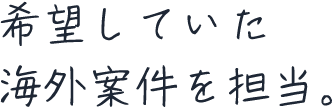 希望していた海外案件を担当。