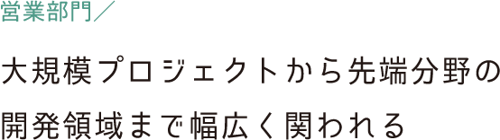 企画営業職／大規模プロジェクトから先端分野の開発領域まで幅広く関われる