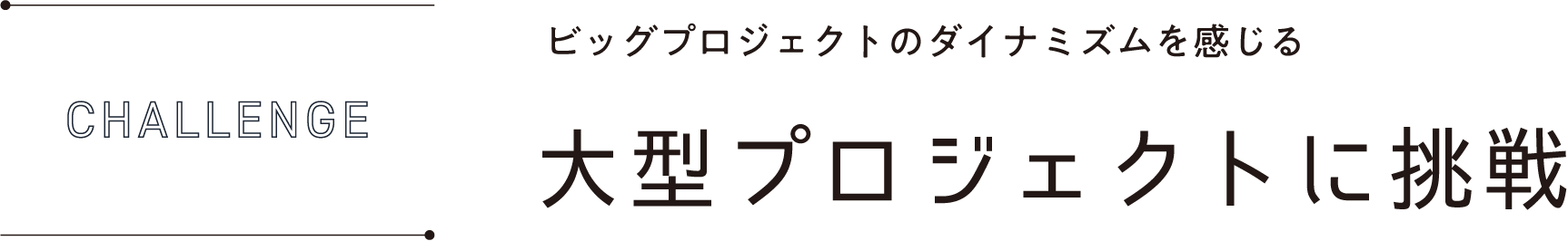 CHALLENGE 新たな事業を切り拓くビッグビジネスに挑む大型プロジェクトに挑戦