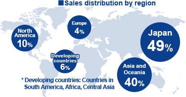 Sales distribution by region